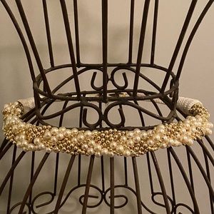 Retro Vintage Pearl and Gold Beaded Belt